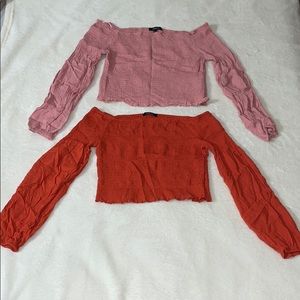 2 LONG SLEEVE CROP TOPS